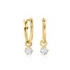 Ross-Simons Child's .20 ct. t.w. CZ Hoop Drop Earrings in 14kt Yellow Gold - 2 of 4