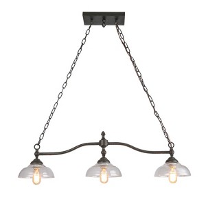 LNC Donnish 3-Lights 38.1" Farmhouse Linear Kitchen Island Pendant  Lights, Black with 3 Clear Glass Shades - 1 of 4