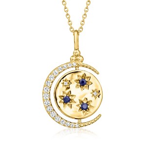 Ross-Simons Lapis, .20 ct. t.w. White Topaz and .10 ct. t.w. Sapphire Reversible Celestial Pendant Necklace in 18kt Gold Over Sterling Size 18 - 1 of 4