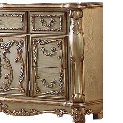 Dresden Gold Patina and Bone 7-Drawer Dresser with Mirror
