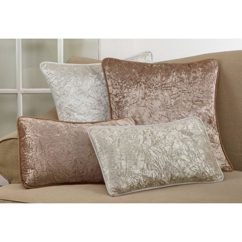 22&#34;x22&#34; Oversize Crushed Velvet Square Throw Pillow Poly Filled Ivory - Saro Lifestyle, 4 of 5