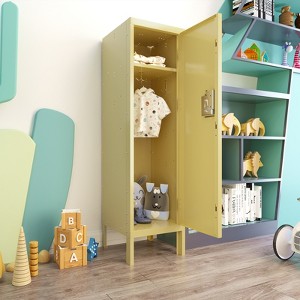 Racxily 1 Door Tall Single Metal Locker-Retro Style Storage Cabinet--Industrial Furniture--For Living Room/Bedroom/Storage Room/Gym/School--Yellow - 1 of 4