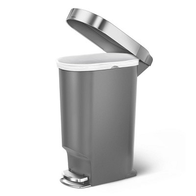 Gray Plastic Slim Kitchen Step Trash Can with Pedal