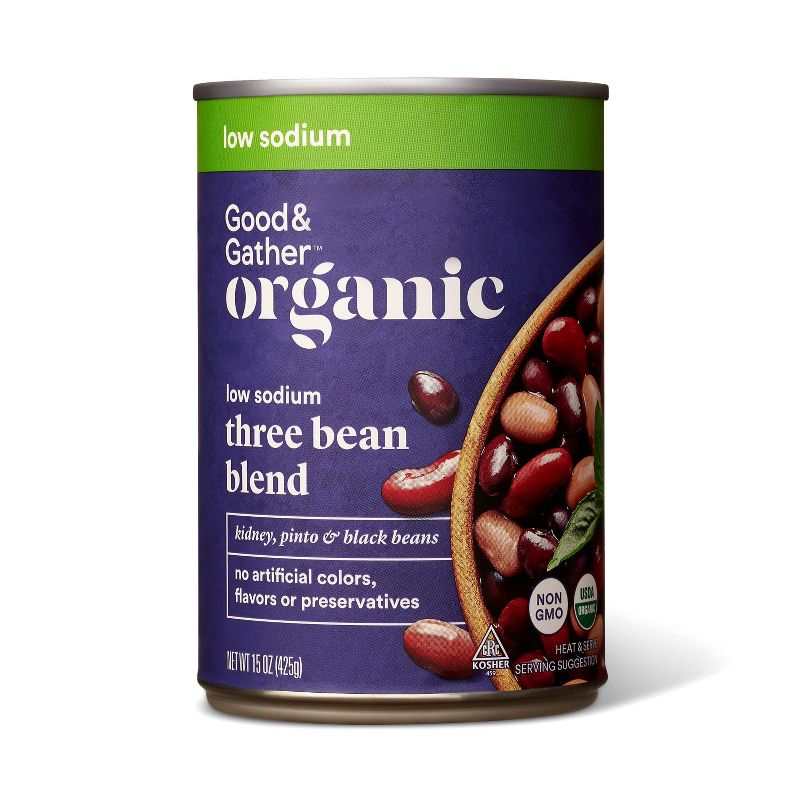 Organic Low Sodium 3 Bean Blend - 15oz - Good &#38; Gather&#8482;, 1 of 6