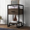 Nightstand Set of 2, Mid Century Modern End Table with 3-Tier Storage - 4 of 4