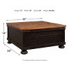 Valebeck Square Lift Top Cocktail Table Black/Brown - Signature Design by Ashley: Rustic Two-Tone, Pine Wood Veneer, 4-Leg Base - 4 of 4