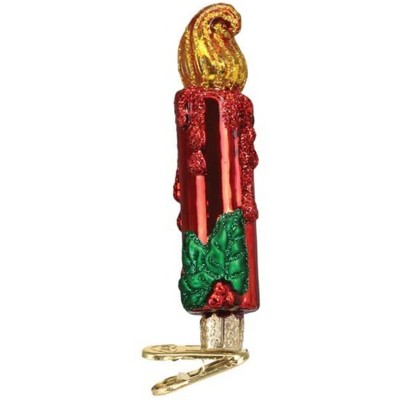 Old World Christmas Glass Blown Tree Ornament, Red Clip On Candle