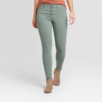 women's raw hem skinny jeans