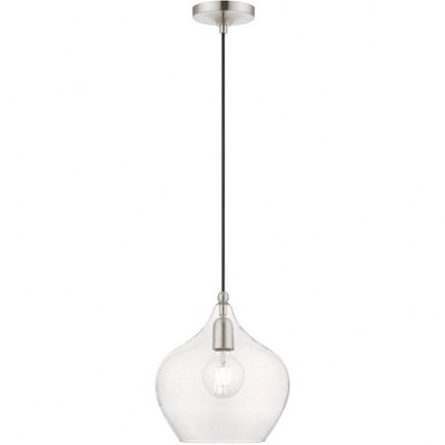 Aldrich Brushed Nickel Clear Glass Indoor/Outdoor Pendant Light