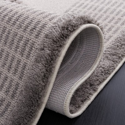 Urban Gray and Light Gray Geometric Polyester Area Rug