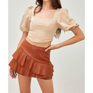 Women's Fitted Puff Sleeve Crop Top - DO+BE S - 1 of 1