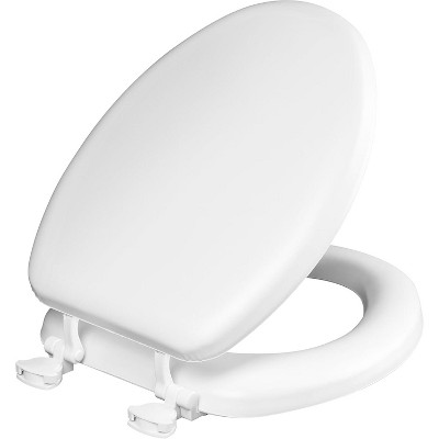 Attop Padded Toilet Seat, Cushioned Soft Vinyl over Wood Core Seat, Secure Hinges, Easy Clean, Elongated, White