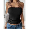 Womens Crop Tube Top Off Shoulder Sleeveless Ribbed Lace Trim Bustier - 2 of 4