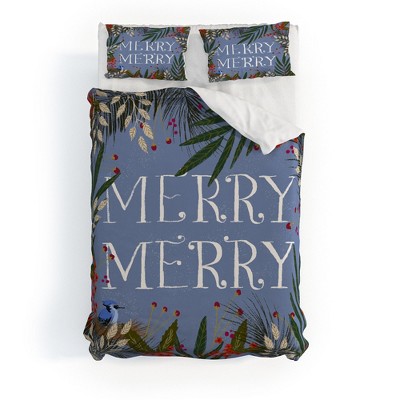 Joy Laforme Christmas Merry Merry Wreath Duvet Cover + Pillow Sham(s) - Deny Designs