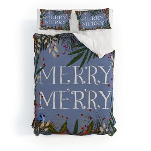 Joy Laforme Christmas Merry Merry Wreath Duvet Cover + Pillow Sham(s) - Deny Designs - 1 of 4