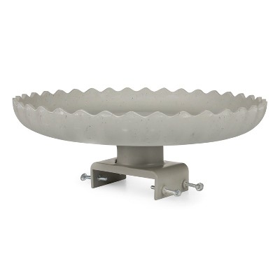 Gray Concrete Scalloped Heated Birdbath with Deck Mount, 2 Pack