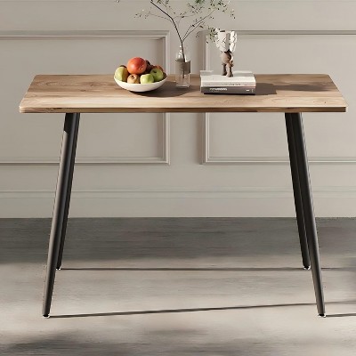 Grungis Rectangle Dining Table for 4- 6 People,Modern Kitchen Table with Black Metal Legs for Kitchen,Living Room