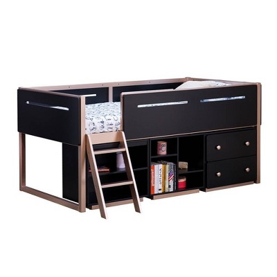 22" Prescott Youth Bookshelf in Black and Rose-Gold for Kids