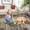 Washable Vintage Floral Rug Non Slip Low Pile Rug Soft Distressed Throw Floor Cover Foldable Indoor Carpet for Living Room Bedroom Playroom Nursery - 3 of 4