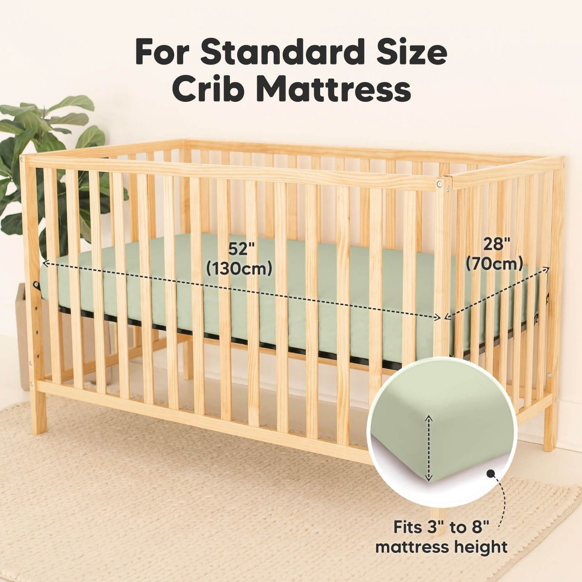 KeaBabies 2pk Isla Waterproof Crib Sheets for Boys, Girls, 52x28 Baby Fitted Crib Sheet, Waterproof Crib Mattress Protector Sheets - thumbnail 2