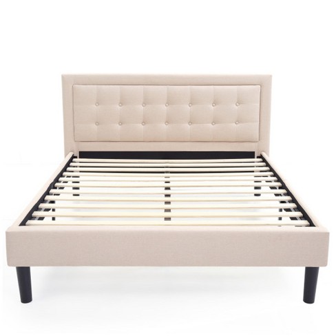 Profile Platform Bed Frame, Queen Bed With Tufted Headboard
