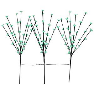 Northlight Set of 3 Pre-Lit Cherry Blossom Artificial Tree Branches, 72 Green LED Lights - 1 of 4