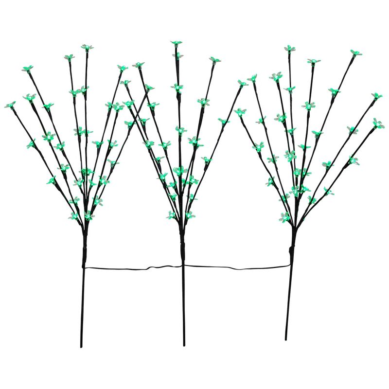 Northlight Set of 3 Pre-Lit Cherry Blossom Artificial Tree Branches, 72 Green LED Lights, 3 of 10