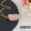 Natural Stone Chain Irregular Healing Crystal Raw Quartz Handmade Wrapped Gemstone Necklace for Women Men, Rose Quartz - 3 of 4