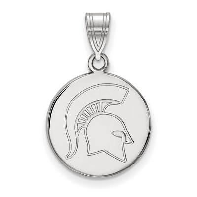 Black Bow Jewelry 14k White Gold Michigan State Spartans NCAA Medium Pendant