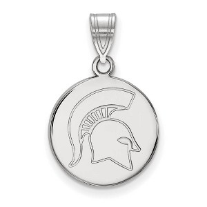 Black Bow Jewelry 14k White Gold Michigan State Spartans NCAA Medium Pendant - 1 of 3