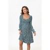 A heart-shaped collar long sleeved printed short maternity dress with dark green floral print (print) dark green print_S - 3 of 4