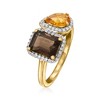 Ross-Simons 1.80 Carat Smoky Quartz and .70 Carat Citrine Toi Et Moi Ring With .20 ct. t.w. White Topaz in 18kt Gold Over Sterling - 3 of 4