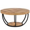 Round Coffee Table, 31.7in Circle Coffee Table for Living Room, Modern 2-Tier Wood Accent Center Table with Storage Open Shelves - 3 of 4