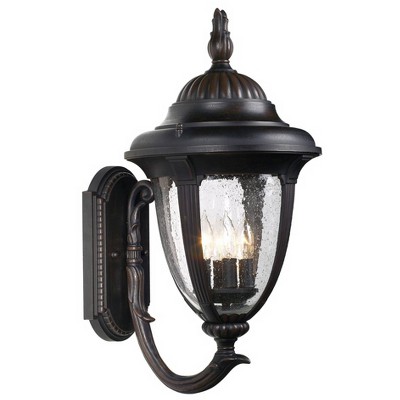 John Timberland Traditional Outdoor Wall Light Fixture Colonial Style Bronze 23 1/2" Seedy Glass for Exterior House Porch Patio