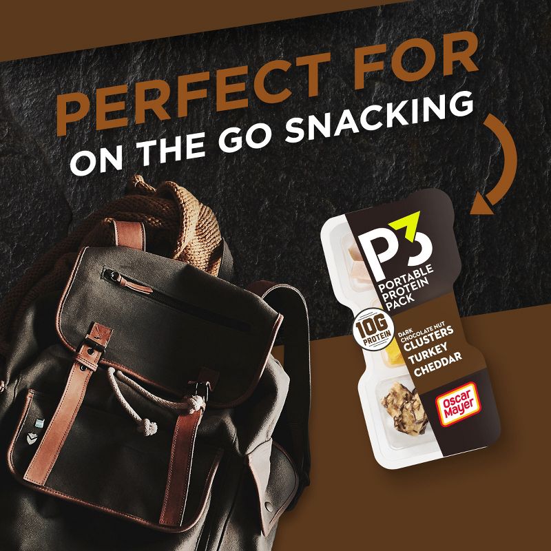 P3 Portable Protein Snack Pack with Dark Chocolate Almond Nut Clusters, Turkey &#38; Cheddar Cheese - 2oz, 5 of 10