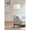 Possini Euro Design Kittridge Mid Century Modern 62 1/2" Tall Standing Floor Lamp Light Curved Chairside Arc Marble Base Foot Switch Metal Warm Gold - 2 of 4
