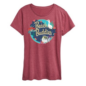 Women's - Disney - Beach Buddies Short Sleeve Graphic T-Shirt - 1 of 4