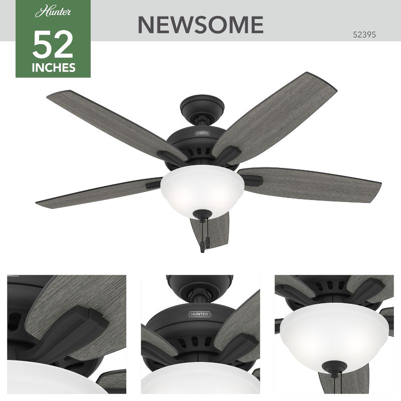 52" Newsome Glossy Ceiling Fan (Includes LED Light Bulb) - Hunter Fan, 3 of 19
