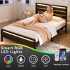 Karl Home Bed Frame with LED Light and Charging Station, Metal Platform Bed with Wood Headboard, No Box Spring Needed - 4 of 4