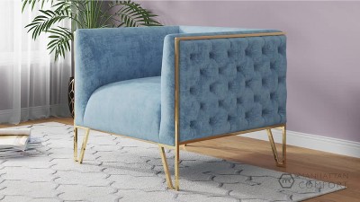 Gray Velvet Barrel Accent Chair with Gold Metal Legs