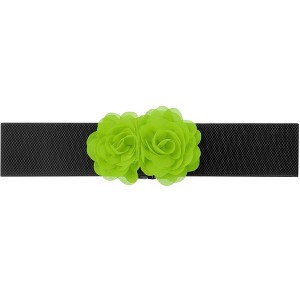 INSPIRE CHIC Women's Elastic Wide Double-Flower Stretch Corset Waist Belt 1 Pc - 1 of 4