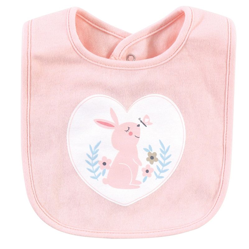Hudson Baby Infant Girl Cotton Bibs, Sweet Bunny, One Size, 3 of 13