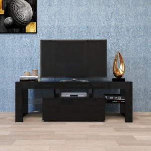 VYNXARIA Black TV Stand,Flat Screen TV Cabinet, Gaming Consoles - in Lounge Room, Living Room and Bedroom(Black) - 1 of 4