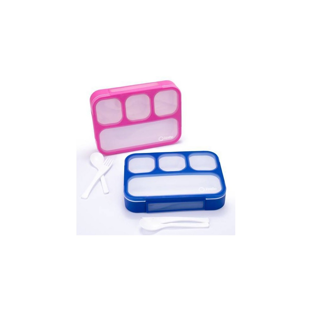 kinsho 8pc (set of 2) 4c Classic Bento Lunch Box 4 Section Leak Proof Food Storage Boxes Denim Blue/Rose -  92438226