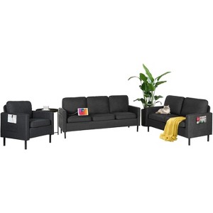 3-Piece Living Room Furniture Set with USB, Modern 3-Seat Couch, Loveseat & Accent Chair for Small Spaces - 1 of 4