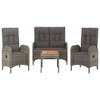 vidaXL Patio Dining Set Outdoor Table and Chair with Cushions Poly Rattan - Gray Bench + 2x Chair + Table - 3 of 4