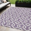 Purple And Ivory Geometric Washable Indoor Outdoor Area Rug - 2 of 4