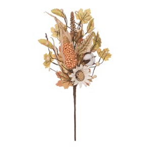 Transpac Metal 18 in. Yellow Harvest Rustic Sunflower and Cotton Spray - 1 of 2