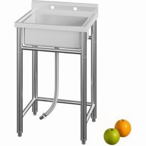 Acekool 21"x21"x33" NSF Stainless Steel Utility Sink with Adjustable Legs – Commercial Sink for Kitchen, Laundry & Restaurant Use - 1 of 4