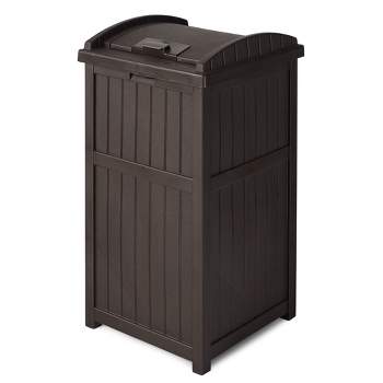 Suncast Hideaway Rectangular 33 Gallon Trash Can With Secure Lid, Resin  Design Outdoor Use Garbage Bin, 31 Inch Tall, Cyberspace : Target
